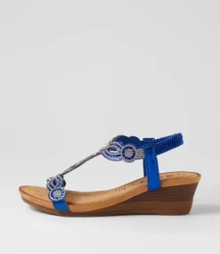 Women I LOVE BILLY Wedges|Heels-Shalaga Blue Multi Sandals