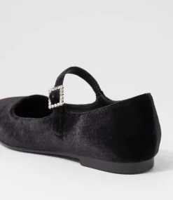 Women I LOVE BILLY Flats-Shali Black Velvet Flat Shoes