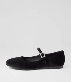 Women I LOVE BILLY Flats-Shali Black Velvet Flat Shoes