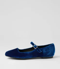 Women I LOVE BILLY Flats-Shali Navy Velvet Flat Shoes