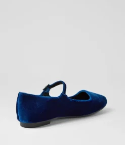 Women I LOVE BILLY Flats-Shali Navy Velvet Flat Shoes