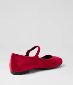 Women I LOVE BILLY Flats-Shali Ruby Velvet Flat Shoes