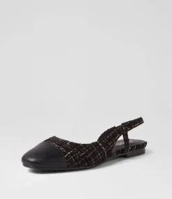 Women I LOVE BILLY Flats-Shalo Black Tweed Fabric Flat Shoes