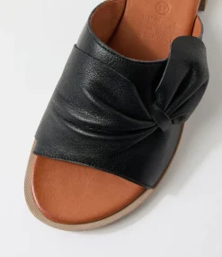 Women DIANA FERRARI Slides|Flats-Shebe Black Leather Slides