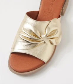 Women DIANA FERRARI Slides|Flats-Shebe Pale Gold Leather Slides