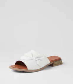 Women DIANA FERRARI Slides|Flats-Shebe White Leather Slides