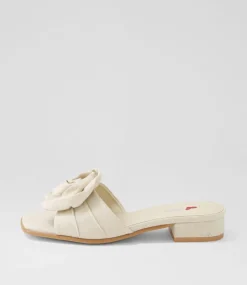 Women I LOVE BILLY Slides|Flats-Sherelle Beige Fabric Slides