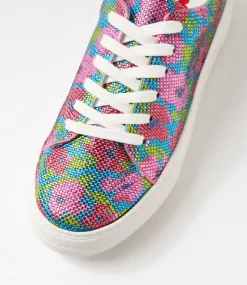 Women I LOVE BILLY Sneakers-Shinee Pink Blue Flower Jewels Sneakers