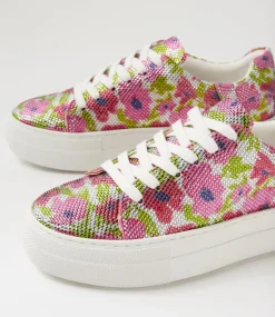 Women I LOVE BILLY Sneakers-Shinee Pink Silver Flower Jewels Sneakers