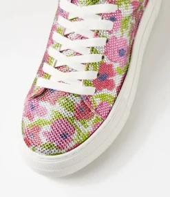 Women I LOVE BILLY Sneakers-Shinee Pink Silver Flower Jewels Sneakers