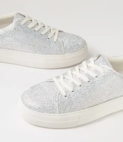 Women I LOVE BILLY Sneakers-Shinee White Silver Jewels Sneakers