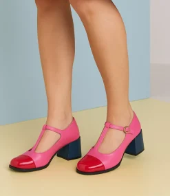 Women I LOVE BILLY Heels-Shinzan Dark Red Pink Patent Pu Heels