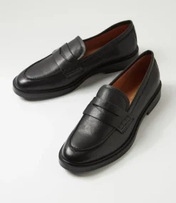Women DIANA FERRARI Flats|Loafers-Sienza Black Leather Loafers