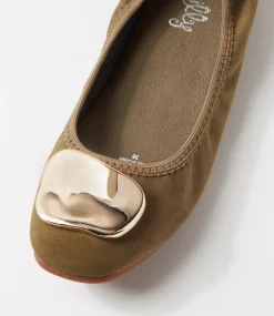Women I LOVE BILLY Flats-Simmal Olive Nubuck Pu Flat Shoes