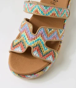 Women I LOVE BILLY Sandals-Simmie Bright Multi Synthetic Raffia Sandals