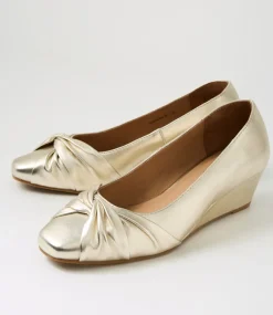 Women SUPERSOFT Comfort|Heels-Simmone Pale Gold Leather Heels
