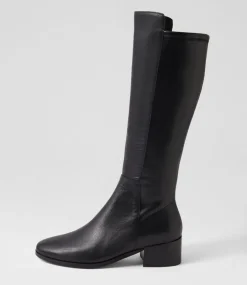 Women DIANA FERRARI Boots-SIMSIN DF BLACK LEATHER STRETCH SMOOTH