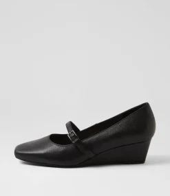 Women SUPERSOFT Comfort|Heels-Sizzi Black Covered Leather Heels