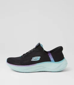 Women SKECHERS Sneakers-Skech Cloud Black Multi Fabric Sneakers