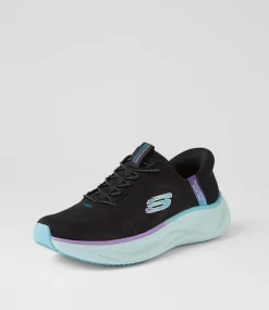 Women SKECHERS Sneakers-Skech Cloud Black Multi Fabric Sneakers