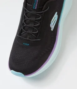 Women SKECHERS Sneakers-Skech Cloud Black Multi Fabric Sneakers