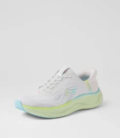 Women SKECHERS Sneakers-Skech Cloud Light Grey Multi Fabric Sneakers