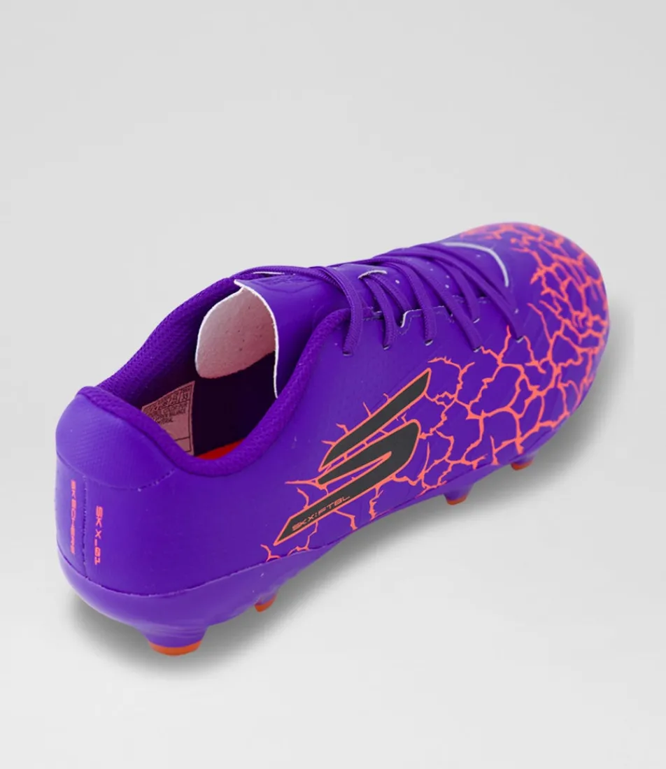 SKECHERS Sport School Shoes-Skx 1.5 Youth Purple Leather Sneakers