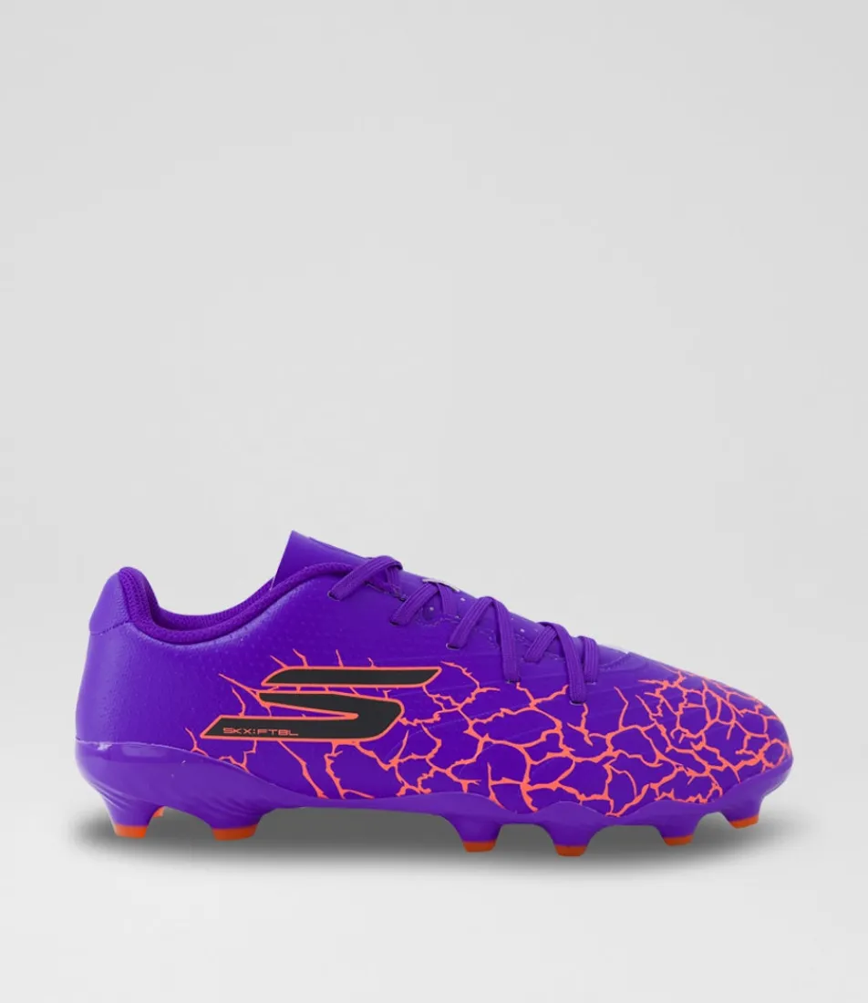SKECHERS Sport School Shoes-Skx 1.5 Youth Purple Leather Sneakers