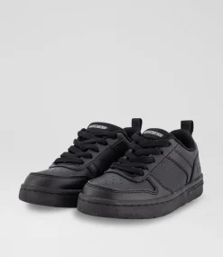 SKECHERS Sport School Shoes|Junior School Shoes-Smooth Street Genzo Junior Black Fabric Sneakers