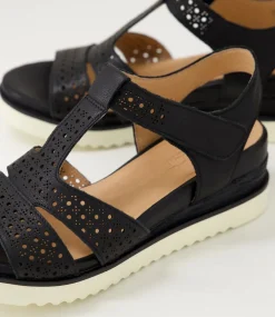 Women SUPERSOFT Comfort|Heels-Social Black Leather Sandals