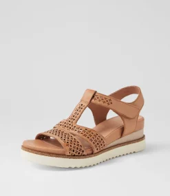 Women SUPERSOFT Comfort|Heels-Social Dark Tan Leather Sandals