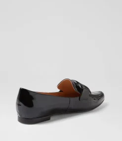 Women TOP END Loafers|Flats-Socoros Black Patent Leather Loafers