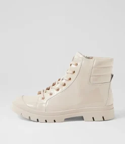 Women TOP END Boots-Soffey Vanilla Patent Leather Ankle Boots