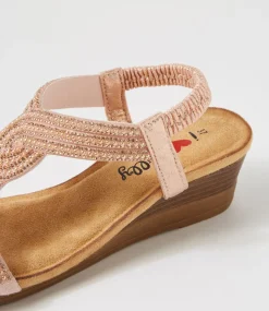 Women I LOVE BILLY Wedges|Heels-Sofia Rose Gold Multi Sandals