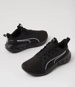 PUMA Sport School Shoes|Junior School Shoes-Softride Carson Junior Black White Mesh Sneakers