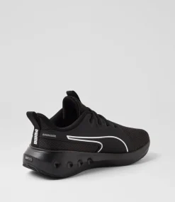 PUMA Sport School Shoes|Junior School Shoes-Softride Carson Junior Black White Mesh Sneakers