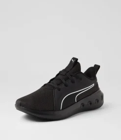 PUMA Sport School Shoes|Junior School Shoes-Softride Carson Junior Black White Mesh Sneakers