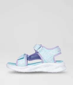 SKECHERS Sport School Shoes-Sola Glow Sandal Junior Light Blue Lavender Sneakers