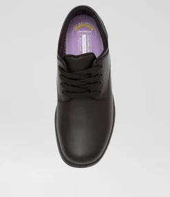 COLORADO Junior School Shoes-Solace Junior Matte Black Leather Lace Up Shoes