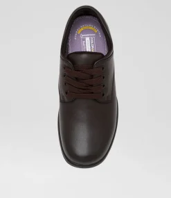 COLORADO Junior School Shoes-Solace Junior Matte Brown Leather Lace Up Shoes