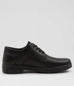 COLORADO Senior School Shoes-Solace Senior Matte Black Leather Lace Up Shoes