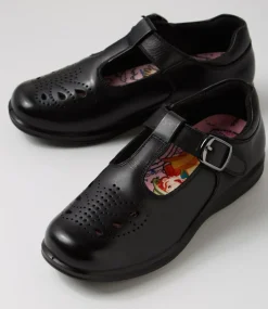 COLORADO Junior School Shoes-Sophia Junior E Black Leather Shoes
