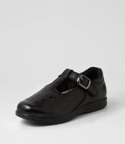 COLORADO Junior School Shoes-Sophia Junior E Black Leather Shoes