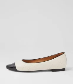 Women TOP END Flats-Sorby Black Ivory Patent Leather Ballet Flats