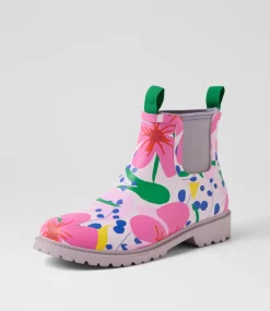 Women DIANA FERRARI Boots-Splashy Floral Gumboot Ankle Boots