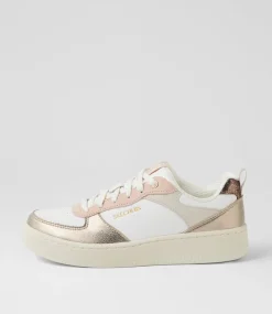 Women SKECHERS Sneakers-Sport Court 92 White Pink Gold Sneakers
