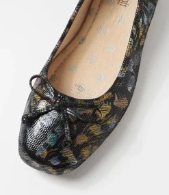 Women SUPERSOFT Comfort|Flats-Station Black Multi Suede Flat Shoes