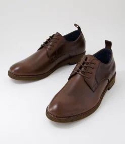 COLORADO Dress Shoes-Stokell Mocca Pull Up Leather Lace Up Flats