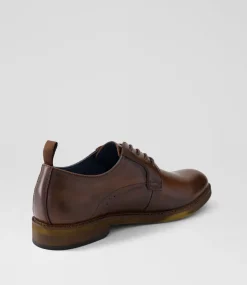 COLORADO Dress Shoes-Stokell Mocca Pull Up Leather Lace Up Flats