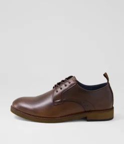 COLORADO Dress Shoes-Stokell Mocca Pull Up Leather Lace Up Flats